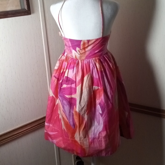 Womens Pink Floral Sundress with Spaghetti Straps, Vacation, Cruise,Dance Gradua - Picture 7 of 8